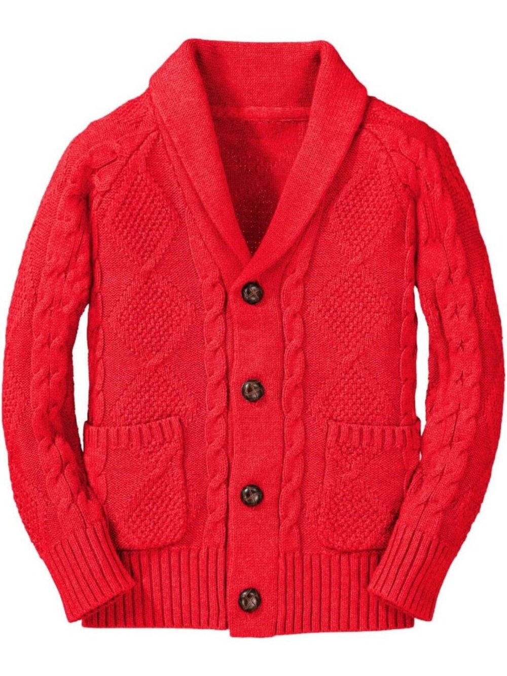 Cozy Cable Knit Shawl Collar Cardigan for Boys, Ages 5-14, Stylish & Warm